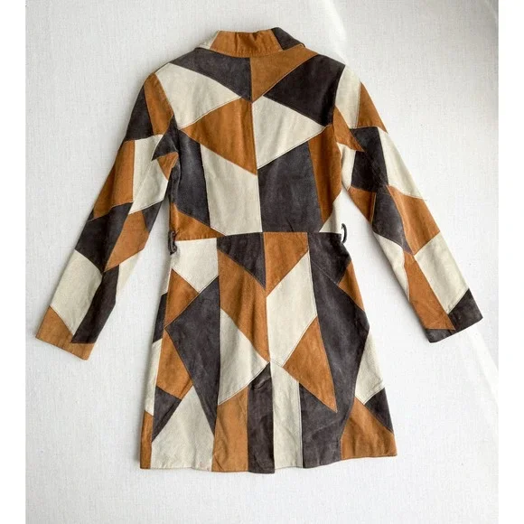 BB Dakota y2k vtg boho brown patchwork suede jacket size S - Picture 6 of 6